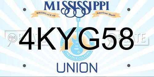 4KYG58 Mississippi License Plate