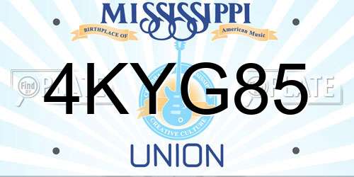 4KYG85 Mississippi License Plate