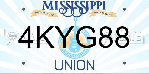 4KYG88 Mississippi License Plate