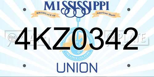 4KZ0342 Mississippi License Plate
