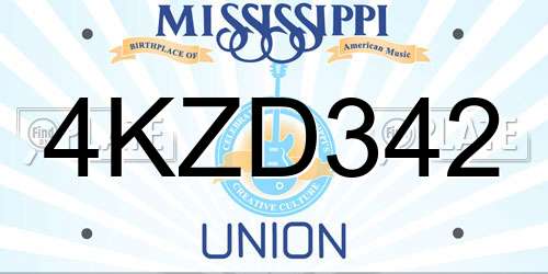 4KZD342 Mississippi License Plate