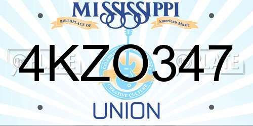 4KZO347 Mississippi License Plate