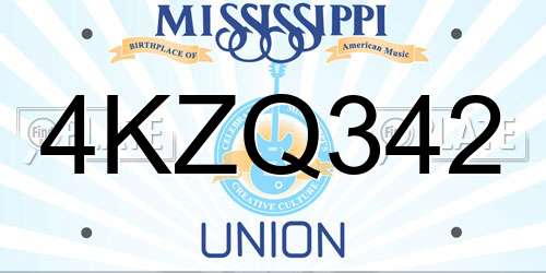 4KZQ342 Mississippi License Plate