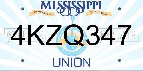 4KZQ347 Mississippi License Plate