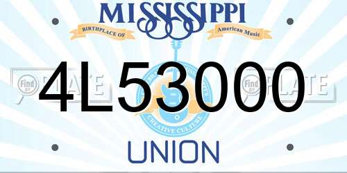 4L53000 Mississippi License Plate