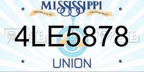 4LE5878 Mississippi License Plate