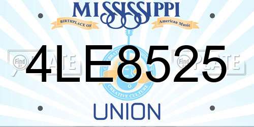 4LE8525 Mississippi License Plate