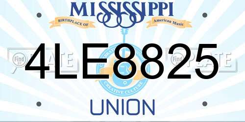 4LE8825 Mississippi License Plate