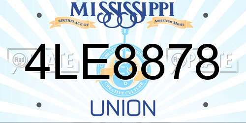 4LE8878 Mississippi License Plate