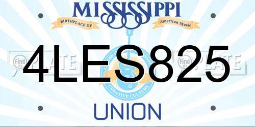 4LES825 Mississippi License Plate
