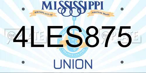 4LES875 Mississippi License Plate