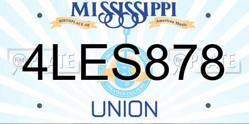4LES878 Mississippi License Plate