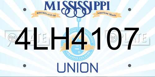4LH4107 Mississippi License Plate