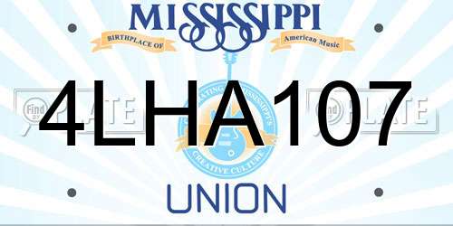 4LHA107 Mississippi License Plate