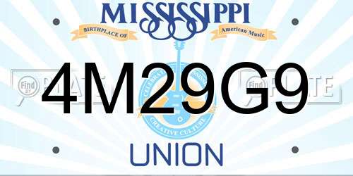 4M29G9 Mississippi License Plate