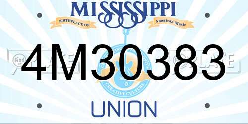 4M30383 Mississippi License Plate
