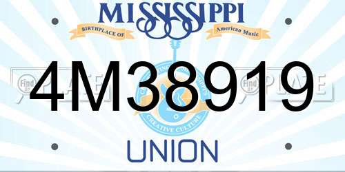 4M38919 Mississippi License Plate