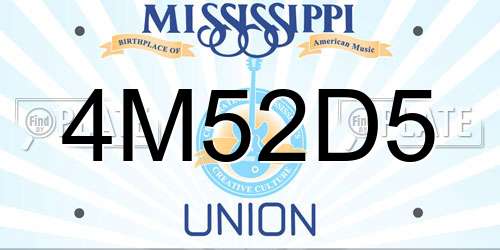 4M52D5 Mississippi License Plate