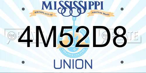 4M52D8 Mississippi License Plate