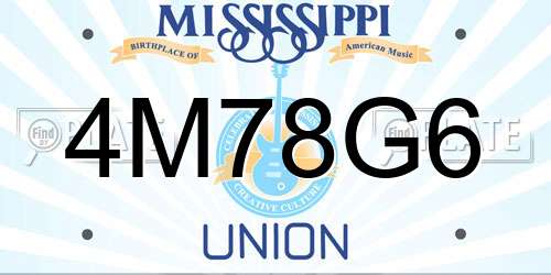4M78G6 Mississippi License Plate