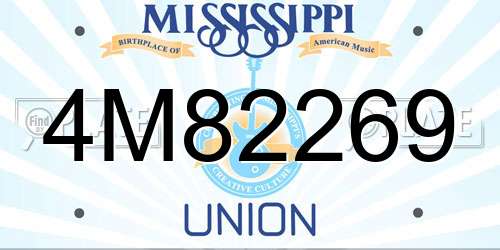 4M82269 Mississippi License Plate