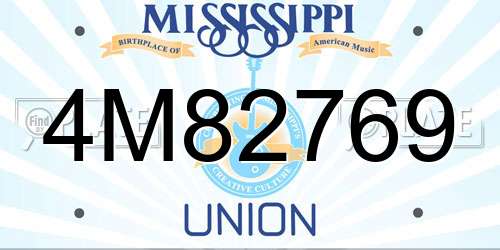 4M82769 Mississippi License Plate