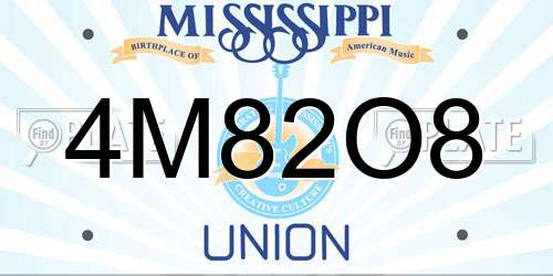 4M82O8 Mississippi License Plate