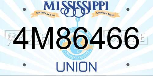 4M86466 Mississippi License Plate