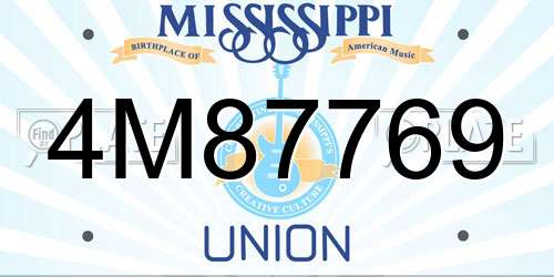 4M87769 Mississippi License Plate