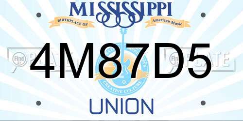 4M87D5 Mississippi License Plate