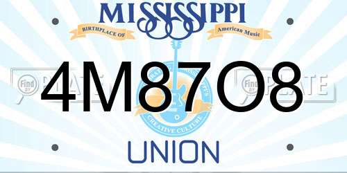4M87O8 Mississippi License Plate