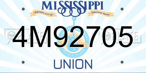 4M92705 Mississippi License Plate
