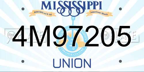 4M97205 Mississippi License Plate