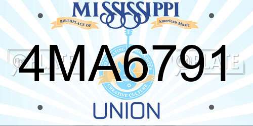 4MA6791 Mississippi License Plate