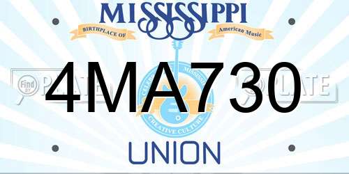4MA730 Mississippi License Plate