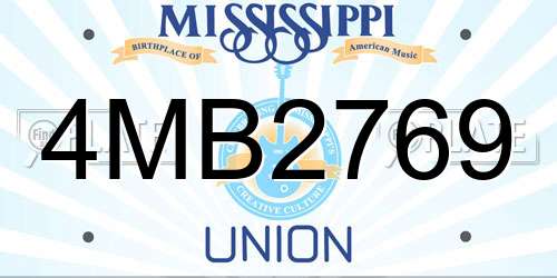 4MB2769 Mississippi License Plate