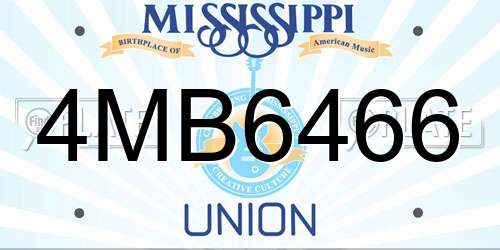 4MB6466 Mississippi License Plate