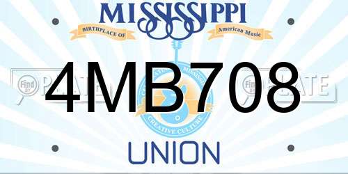 4MB708 Mississippi License Plate