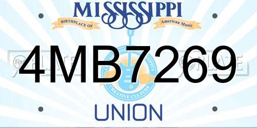 4MB7269 Mississippi License Plate