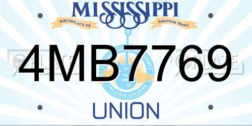 4MB7769 Mississippi License Plate