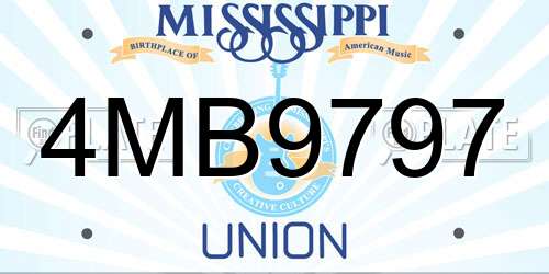 4MB9797 Mississippi License Plate