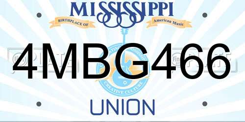 4MBG466 Mississippi License Plate