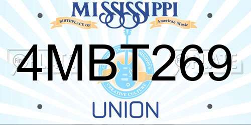 4MBT269 Mississippi License Plate