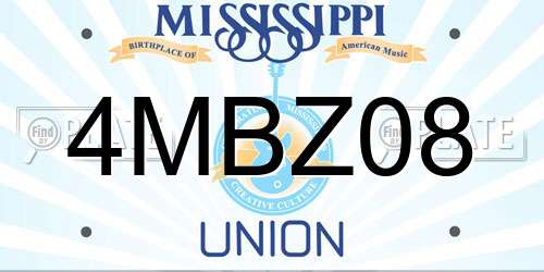 4MBZ08 Mississippi License Plate