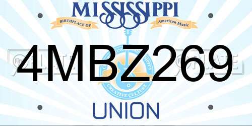 4MBZ269 Mississippi License Plate