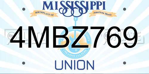 4MBZ769 Mississippi License Plate