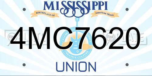 4MC7620 Mississippi License Plate
