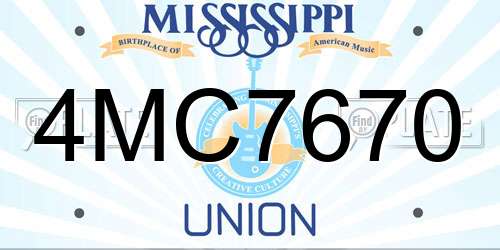 4MC7670 Mississippi License Plate