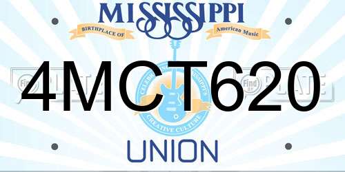 4MCT620 Mississippi License Plate