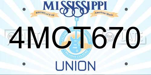 4MCT670 Mississippi License Plate